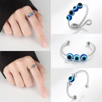 Silver Zircon Fisheye Fashion Jewelry Inlaid Diamond Adjustable Size Women Ring