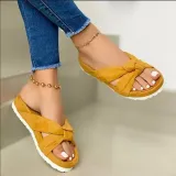 Fabric Bow Knot Platform Sandals Slip On Open Toe Slippers