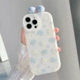 Cute Bowknot Printed Honey Peach Flower Phone Case for iphone13 12 11 Pro Max