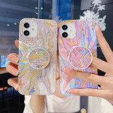 Colorful Laser Flash Powder Drop Proof Phone Case for iPhone13 12 11 Pro Max with Ring Buckle Bracket