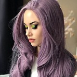 Women Synthetic Purple Or Pink Long Curly Wavy Wigs Middle Parting Curly Wig