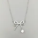 Fashion Luxury Personality Pendant Necklace Jewelry Design Tassel Zircon Bow Necklace