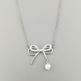Fashion Luxury Personality Pendant Necklace Jewelry Design Tassel Zircon Bow Necklace