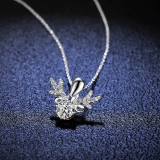 Sterling Silver Elk Antlers Moissanite Diamond Pendant Necklace