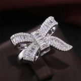 Silver Zircon Bowknot Fashion Jewelry Inlaid Diamond Women Ring