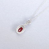 Sterling Silver Emerald Cut Ruby Pendant Necklace