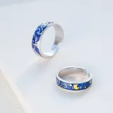 Couples Starry Sky Fashion Jewelry Inlaid Diamond Adjustable Size Women Ring