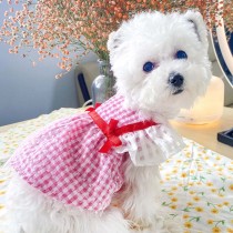Pet Small Dog Pink Lace Floral Dress Dog Puppy Cloth