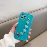 3D Heart Frame Drop Proof Phone Case for iPhone13 12 11 Pro Max with Love Heart Chain Wristband