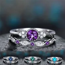 Zircon 2 Pieces Fashion Jewelry Inlaid Diamond Women Ring