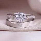 Couples Silver Zircon Get Married Fashion Jewelry Inlaid Diamond Adjustable Size Women Ring