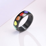 Jewelry Men Women Ring Stainless Steel Ring Rainbow Heart Gay & Lesbian Pride Couple Wedding Rings