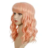 Women Synthetic Short Dye Wavy Hair Wigs Middle Parting Curly Wig
