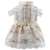 Pet Small Dog Lace Floral Striped Dress Dog Puppy Cloth