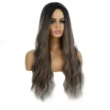 Women Long Wavy Hair Wigs Middle Parting Curly Wig
