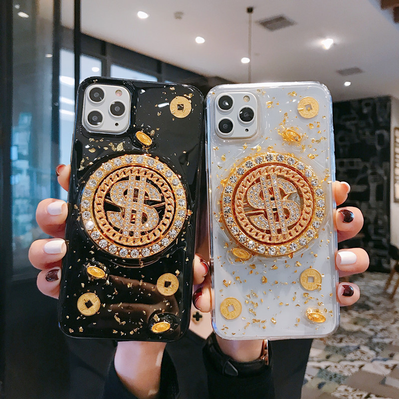 Diamond Dollar Turntable Drop Proof Phone Case for iPhone13 12 11 Pro Max