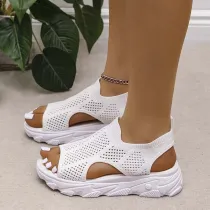 Women Open Toe Hollow Out Flat Shoes Platform Sandals