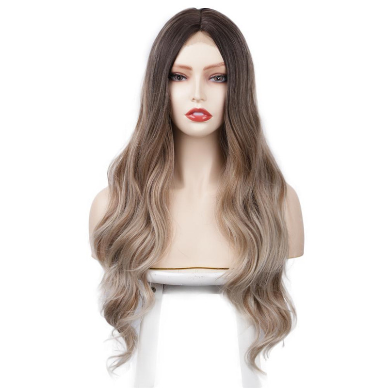 Women Wavy Brown Blonde Hot Mini Lace Front Wig