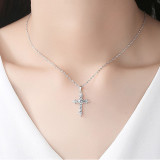 Sterling Silver Zirconia Pendant Cross Necklace