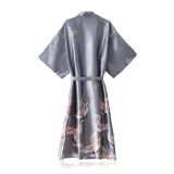 Women 4 Pieces Satin Silk Sleepwear Sleep Dress and Rove Pajamas Set
