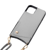 Leather Ferrule Drop Proof Phone Case for iPhone13 12 11 Pro Max with Crossbody Lanyard