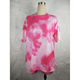 Women Tie Dye Two-piece Suit Short Sleeve T-shirts and Shorts