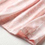 Women 5 Pieces Satin Silk Sleepwear Floral Printed Lace Cami Tops and Pants Robe Pajamas Set
