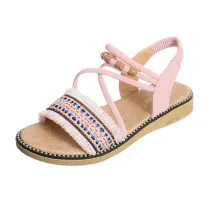 Women Comfortable Tassels Hand Woven Flat Boho Sandals