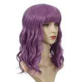 Women Synthetic Short Dye Wavy Hair Wigs Middle Parting Curly Wig