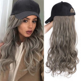 Women Long Brown Black Wave Wig With Hat