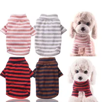 Pure Color Striped Knitted Dog Clothes Pet Clothes