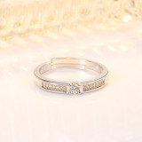 Couples Silver Zircon Fashion Jewelry Inlaid Diamond Adjustable Size Women Ring