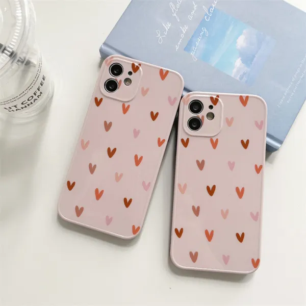 Printed Love Heart Pattern Drop Proof Phone Case for iPhone13 12 11 Pro Max