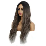 Women Long Wavy Hair Wigs Middle Parting Curly Wig