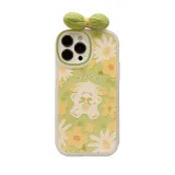 Cute Bowknot Printed Honey Peach Flower Phone Case for iphone13 12 11 Pro Max