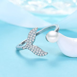 Silver Gold Zircon Fishtail Moon Sun Jewelry Inlaid Diamond Adjustable Size Women Ring