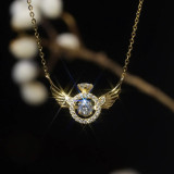 Angel Wings Beating Zircon Exquisite Crown Crystal Necklace