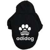 Pet Dog Hoodie Pure Color Clothes Adidog Slogan Paw Printed Warm Sweater