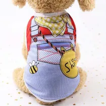 Pet Dog Cloth Cute Bowknot Overall Printed Vest Puppy Cloth
