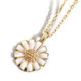 Silver Zircon Chrysanthemum Pendant Chain Jewelry Necklaces Women Rings Jewelry Sets