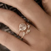 Rose A Pair Of Flower Women Rings Band With Gift