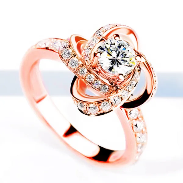 Silver Zircon Rotating Windmill Fashion Jewelry Hollow Inlaid Diamond Adjustable Size Women Ring