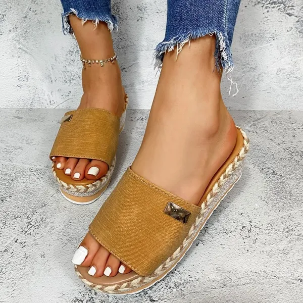 Women Platform Wedges Peep Toe Fashion Slides Beach Sandal Slipper