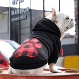 Pet Black Hoodie Plaids Heart Paw Sweatshirt for Dogs Pet Clothes