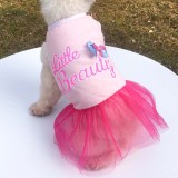 Pet Dog Cloth Little Beauty Bowknot Mesh Dress Puppy Cloth Suit