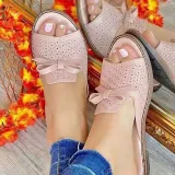 Women Open Toe Fish Mouth Hollow Out Flat Sandal Slipper