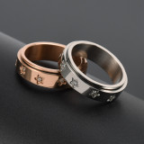 Silver Zircon Stars Fashion Jewelry Inlaid Diamond Rotation Women Ring