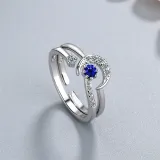 Silver Zircon Moon  Fashion Jewelry Inlaid Diamond Adjustable Size Women Ring