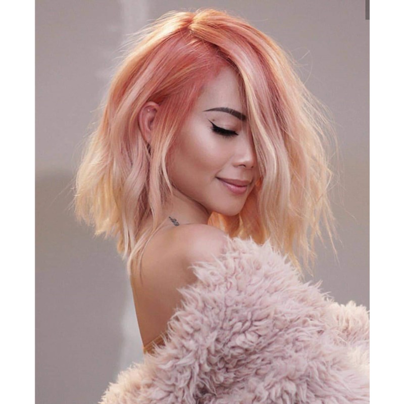 Women Sweet Peachy Colored Wave Short Wig