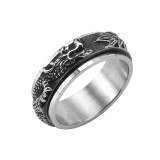 Men Silver Dragon Fashion Jewelry Inlaid Diamond Women Ring